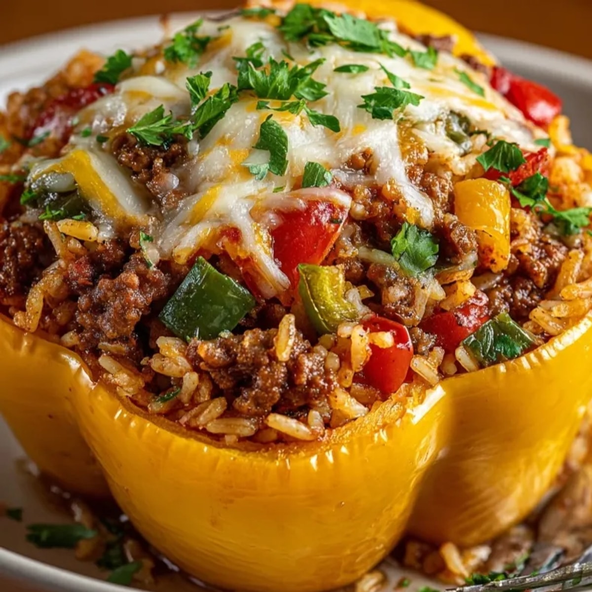 Pimientos rellenos al estilo español, un plato reconfortante con carne, arroz y especias.