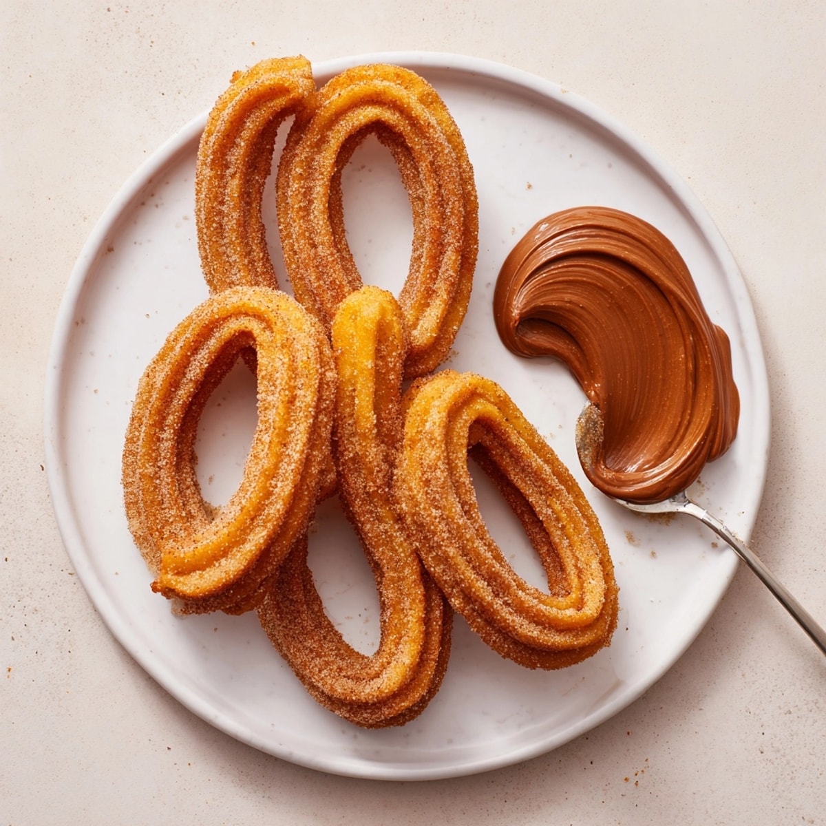 Preparando churros: friendo la masa hasta obtener un color dorado y recubriendo con azúcar y canela.