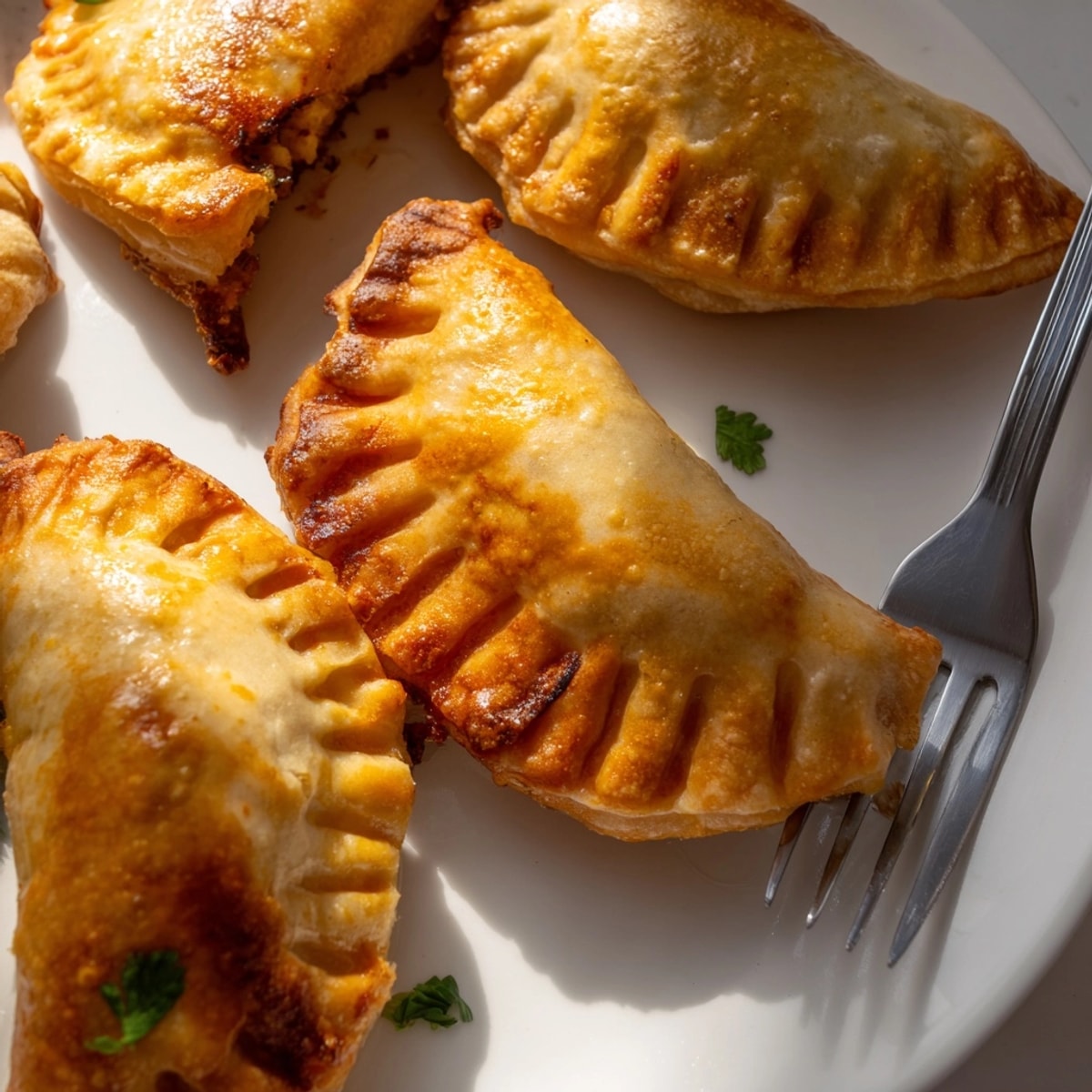 Empanadas de coliflor ahumada con pimentón, doradas al horno con delicioso relleno salado.