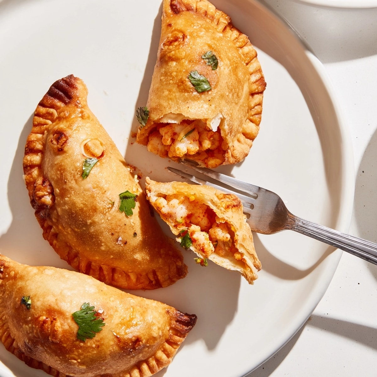 Empanadas de coliflor ahumada con pimentón, con masa hojaldrada; un bocado latino irresistible.