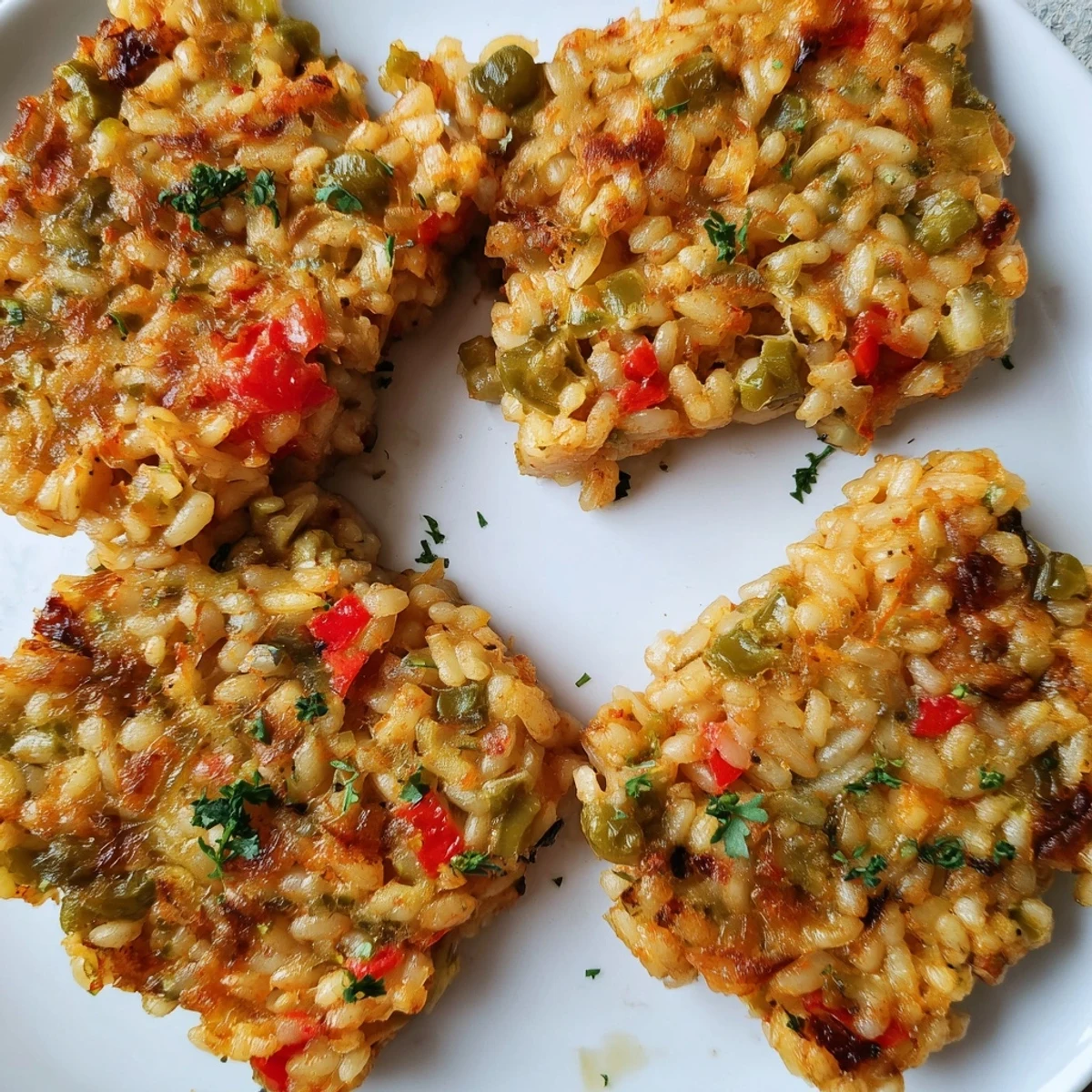 Crispy Pickle Paella Rice Cakes served with creamy aioli for a flavorful bite.  