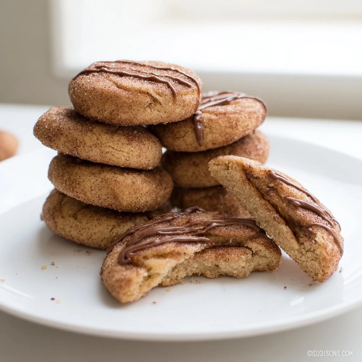 Crispy churro biscuit “silly cookies” dusted with cinnamon sugar, perfect for dessert.  