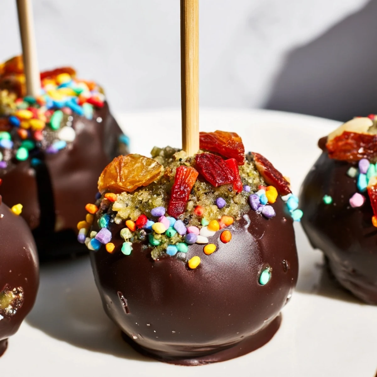 Playful vegan pintxos chaos cake pops, a delightful treat for adventurous eaters.  