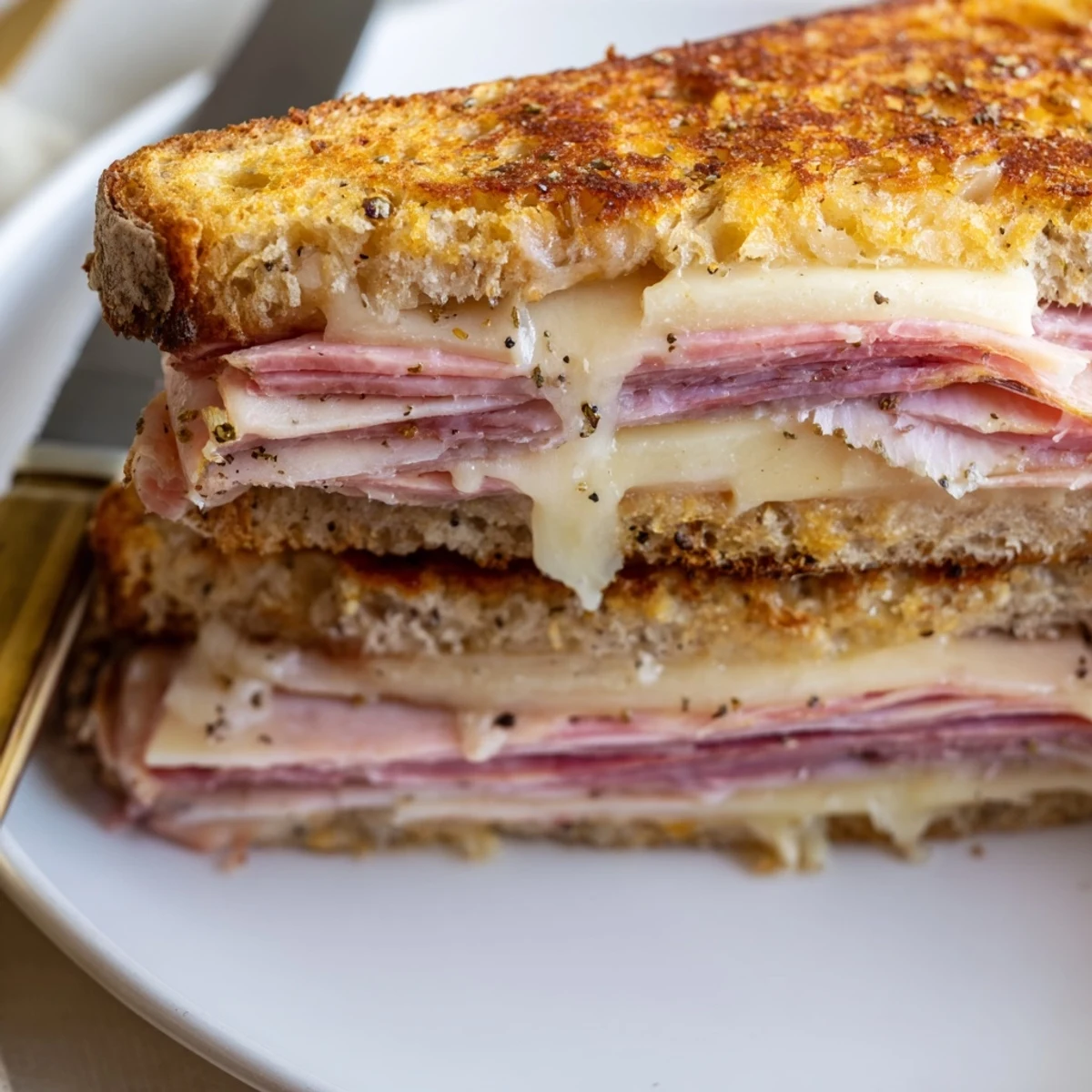 Toasties dorados de jamón y queso manchego, una opción fácil y reconfortante.