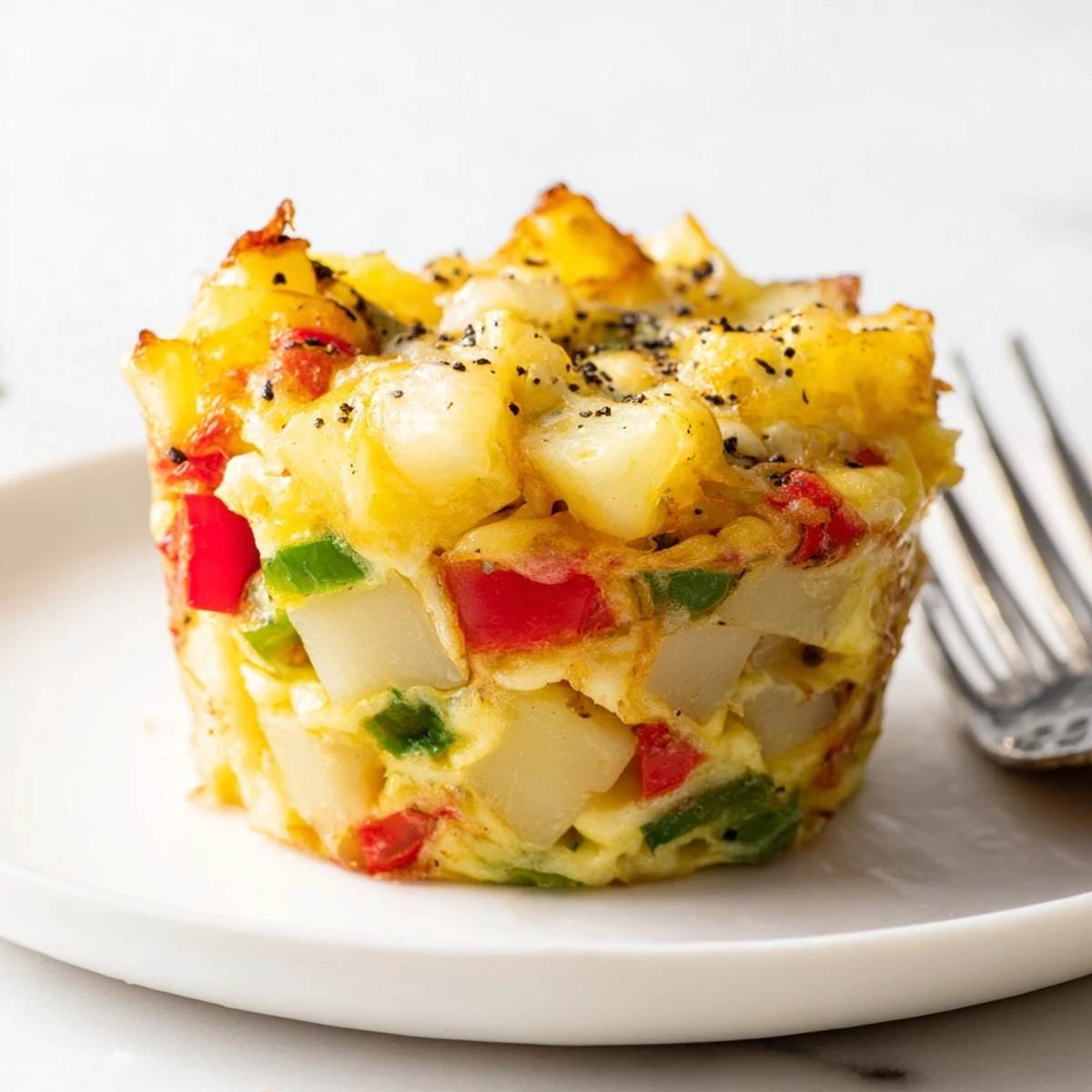 Muffins de desayuno de omelette español, perfectos para empezar el día con energía.