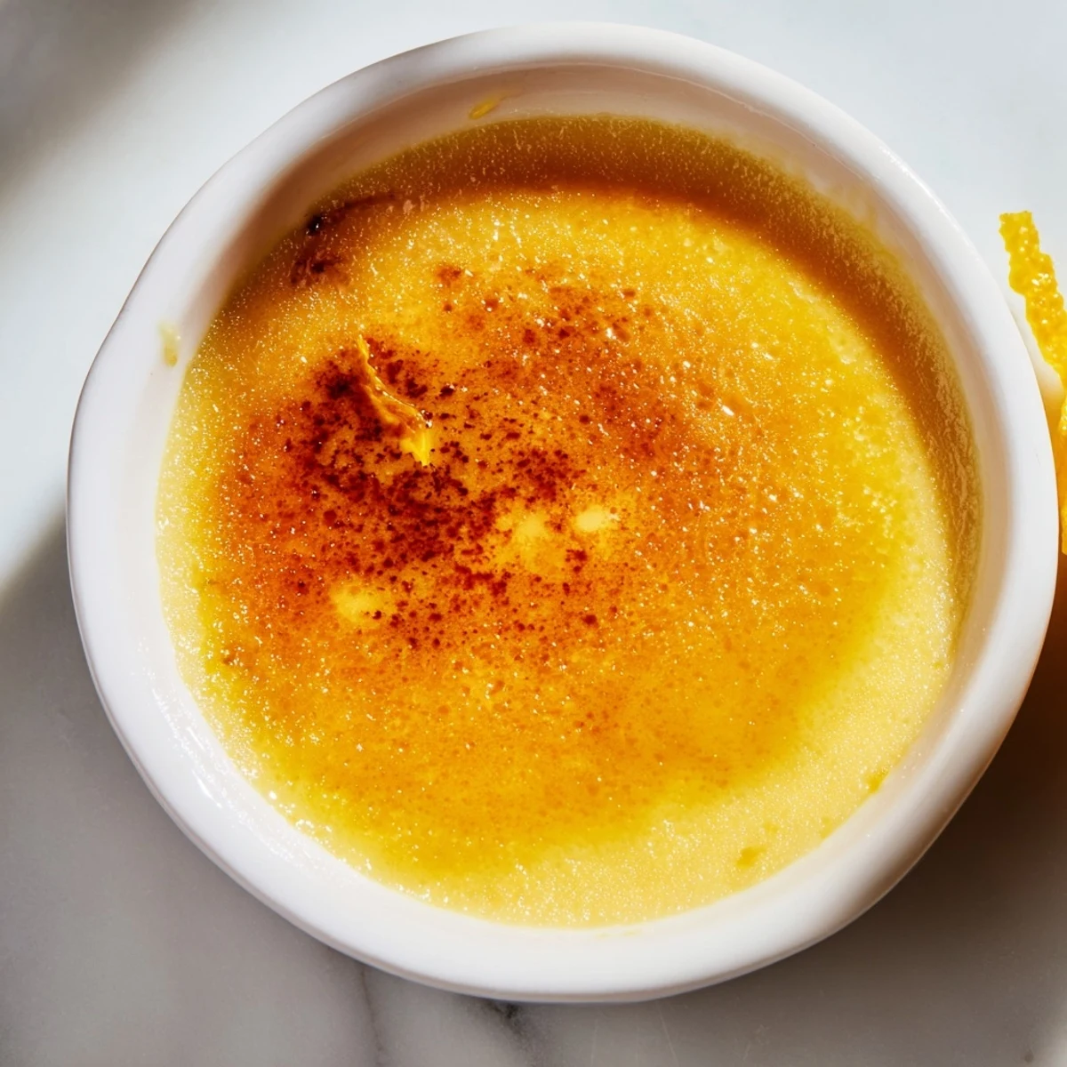 Deliciosa crema catalana con una crocante capa de caramelo, perfecta para cualquier celebración.