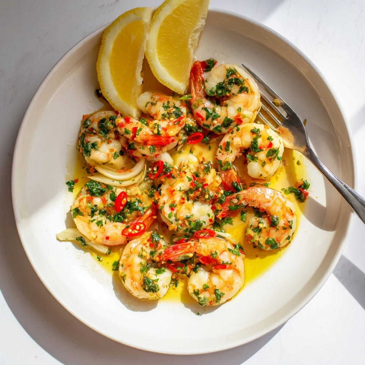 Deliciosos camarones al ajo y chile, perfectos para compartir entre amigos.  