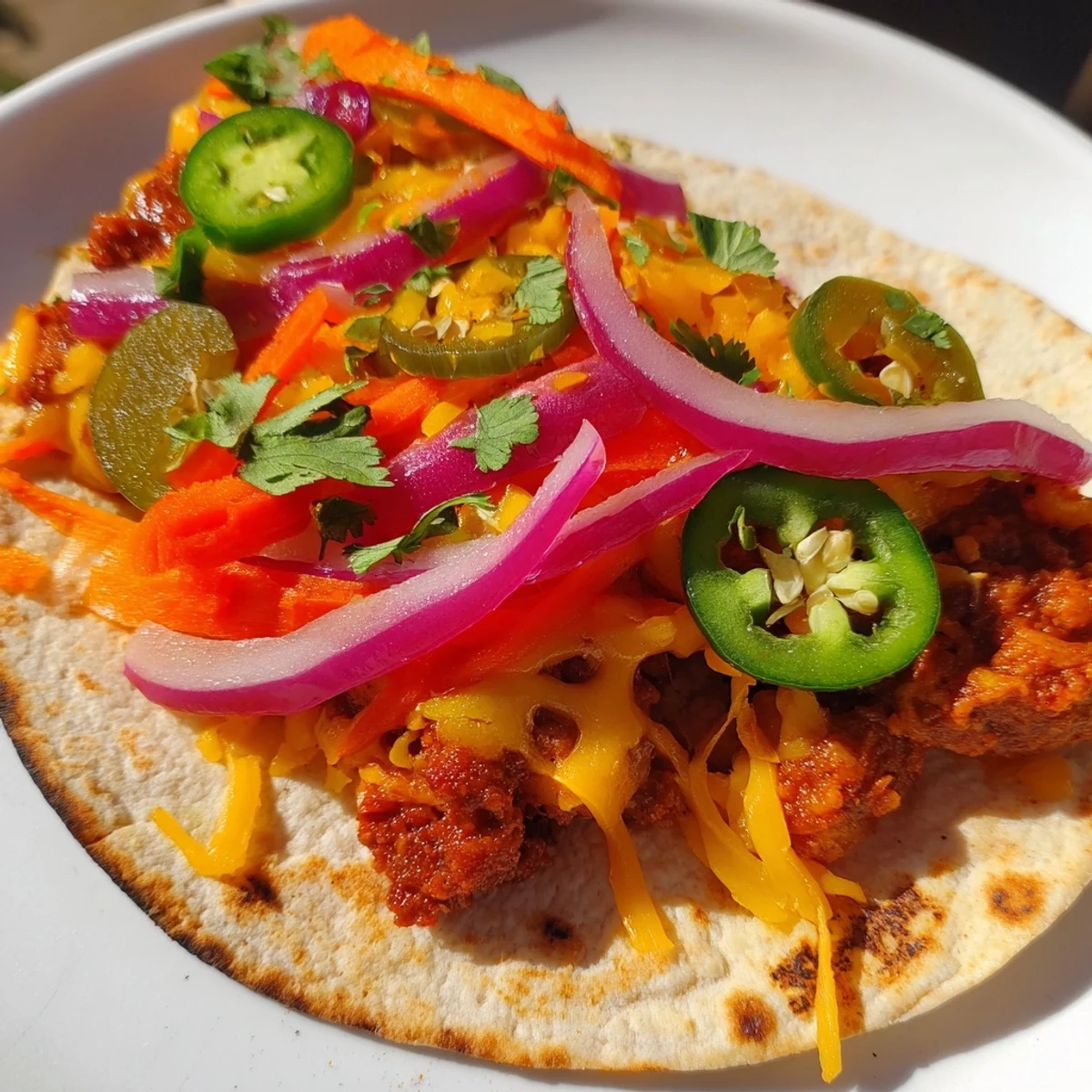 Golden-brown mini spicy quesadillas, filled with flavorful chorizo and tangy pickled vegetables, make a tasty appetizer.