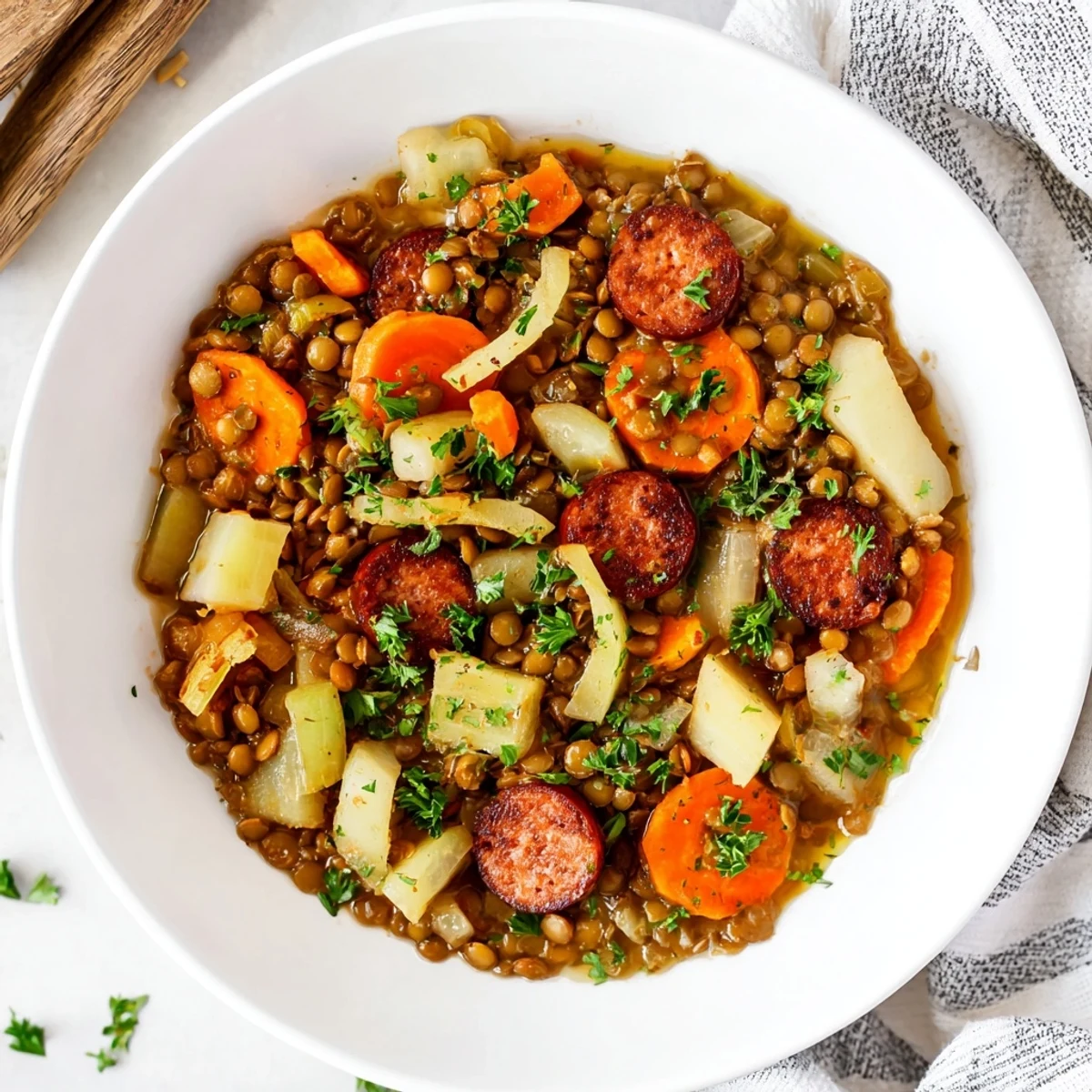 Guiso alemán lentejas chorizo