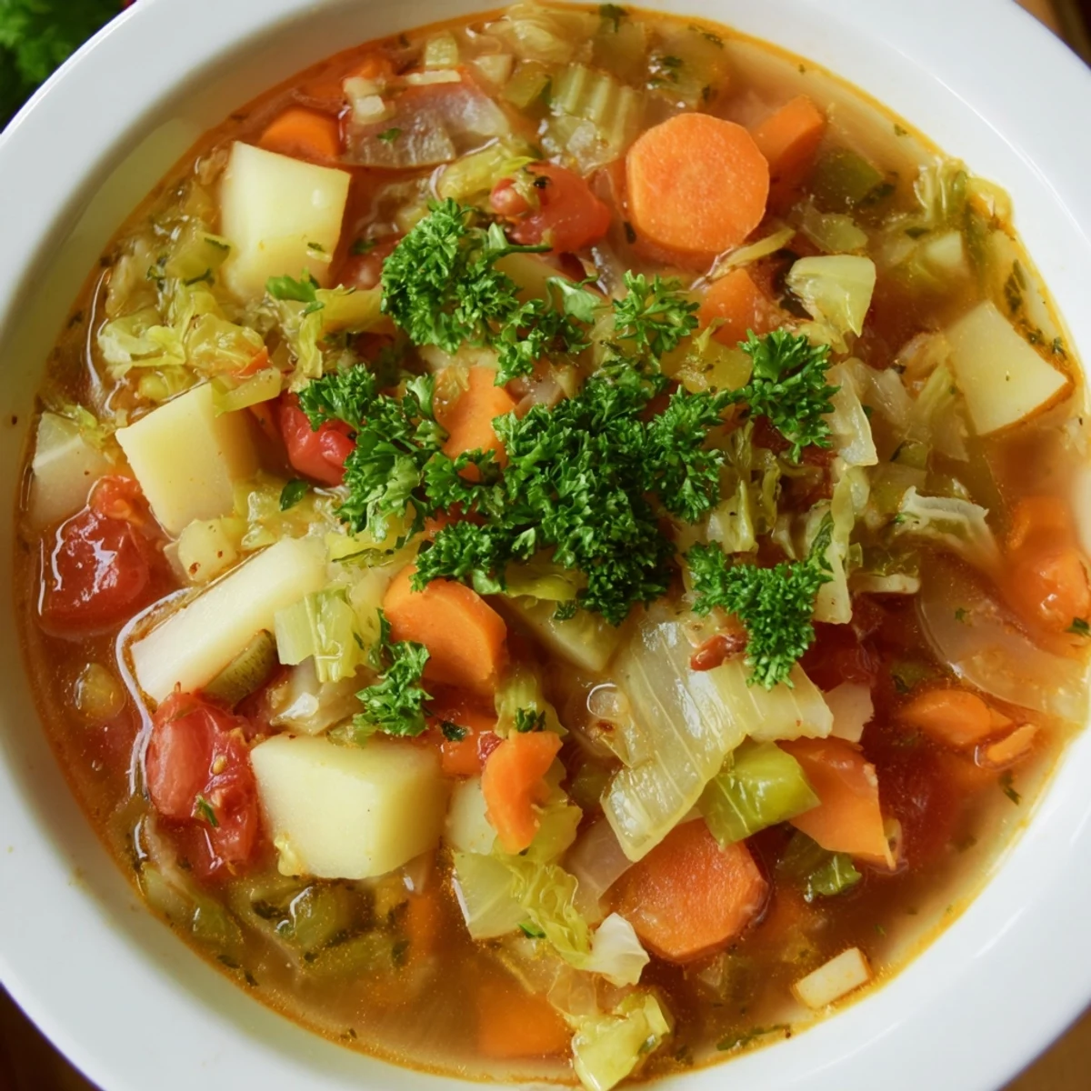 Vibrant image of colorful winter vegetable soup, showing the fresh ingredients and inviting textures.