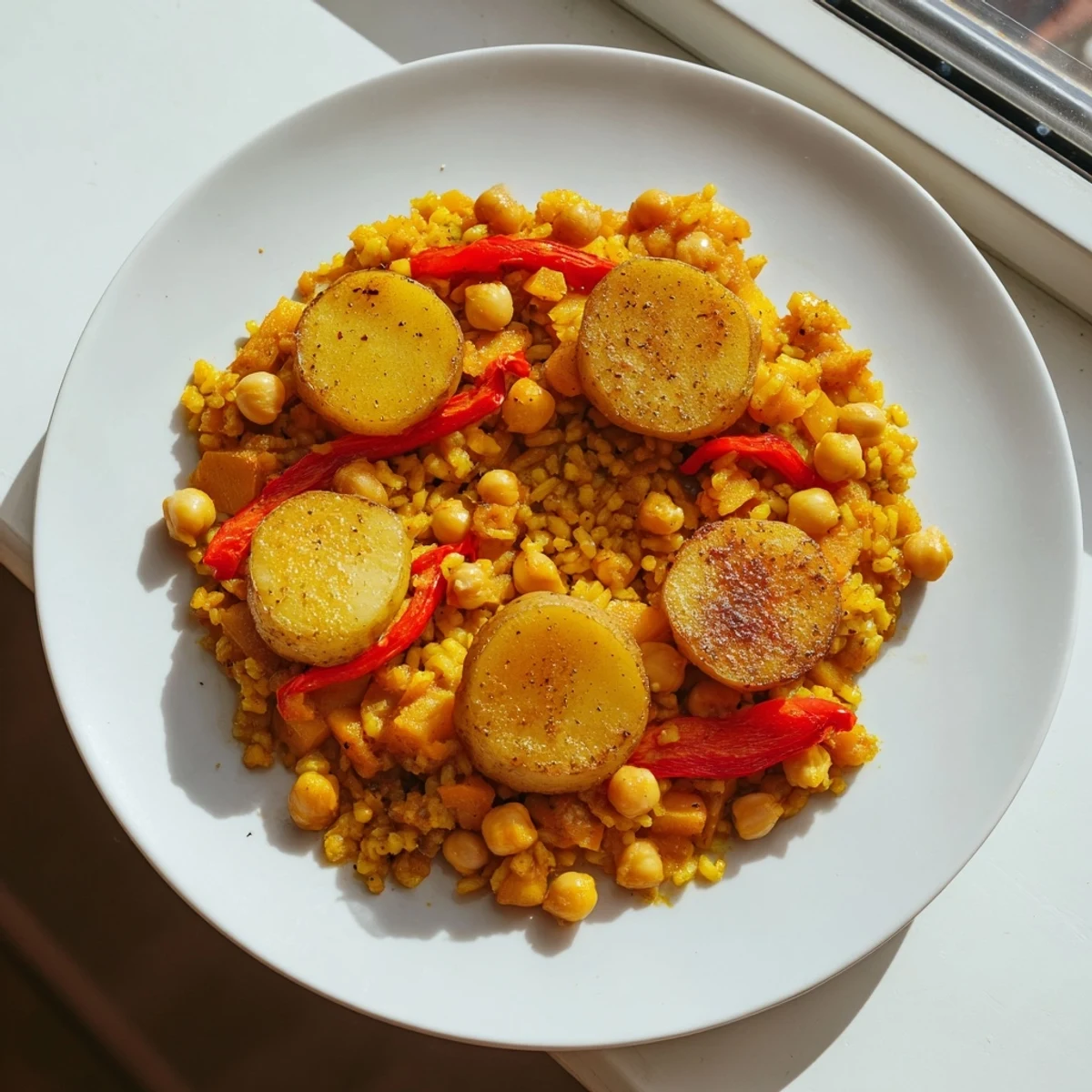 Warm and comforting Arroz al Horno de Invierno with vibrant vegetables, perfect for a winter meal.