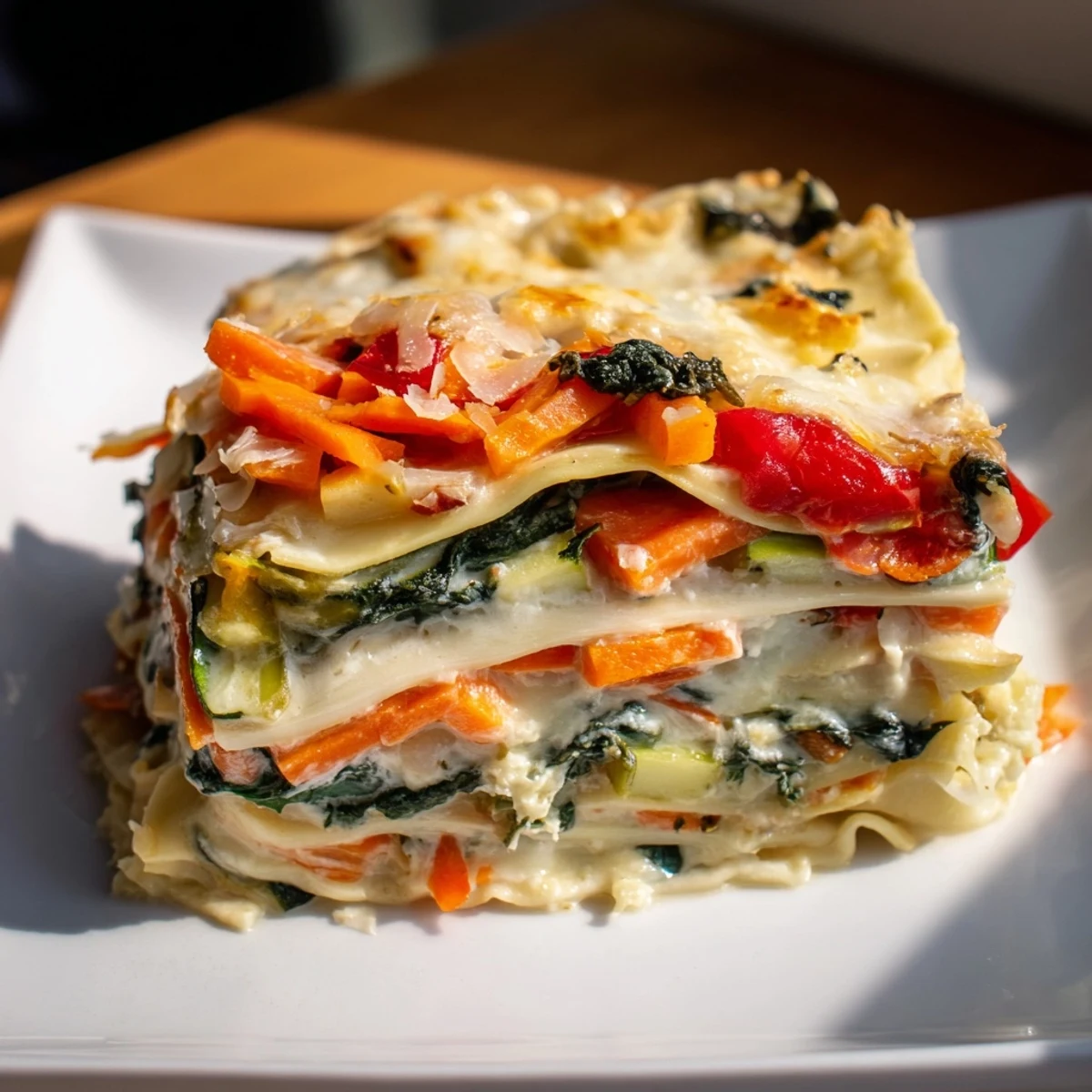 This homemade vegetable lasagna recipe is a comforting vegetarian main course, ready to eat.