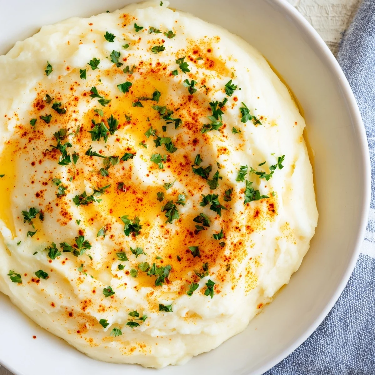 Fluffy Healthy Potato & Celeriac Mash with Smoked Paprika, a delicious, lighter side dish.