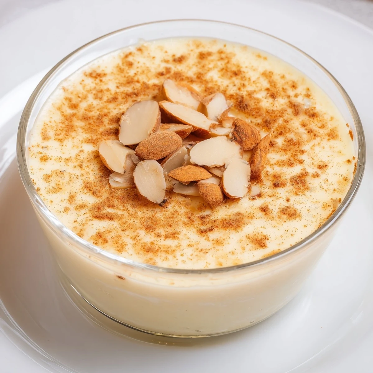 Rich and silky Spanish Almond Milk Pudding, visually showcasing its smooth texture, ready to enjoy.