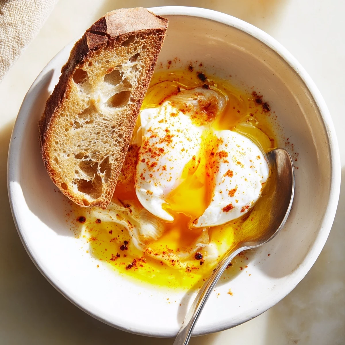 Golden garlic cloves and bread create the base for this savory Sopa de Ajo soup.
