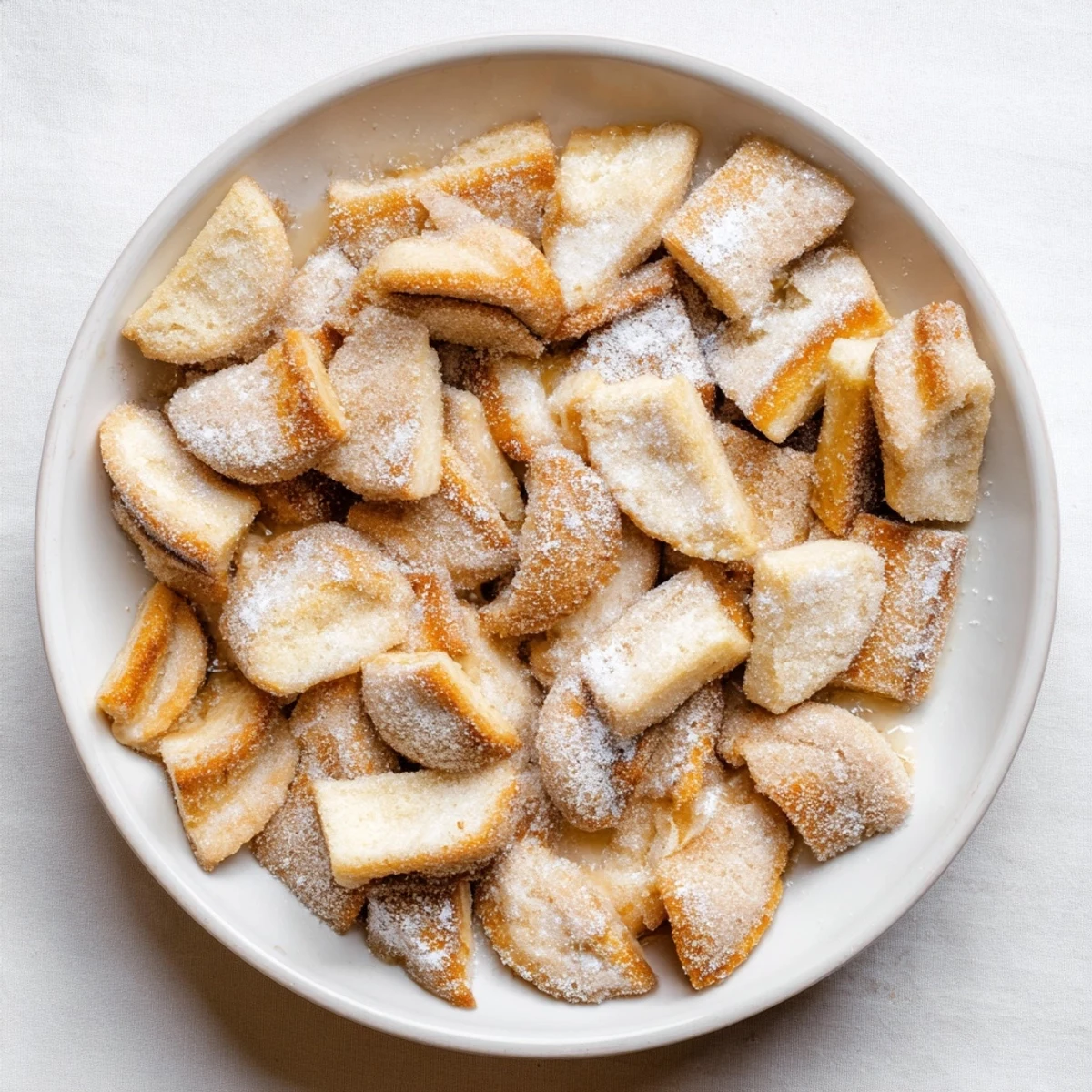 Golden-brown Budget Torrijas: Fried Spanish bread slices with cinnamon sugar, a delicious dessert.
