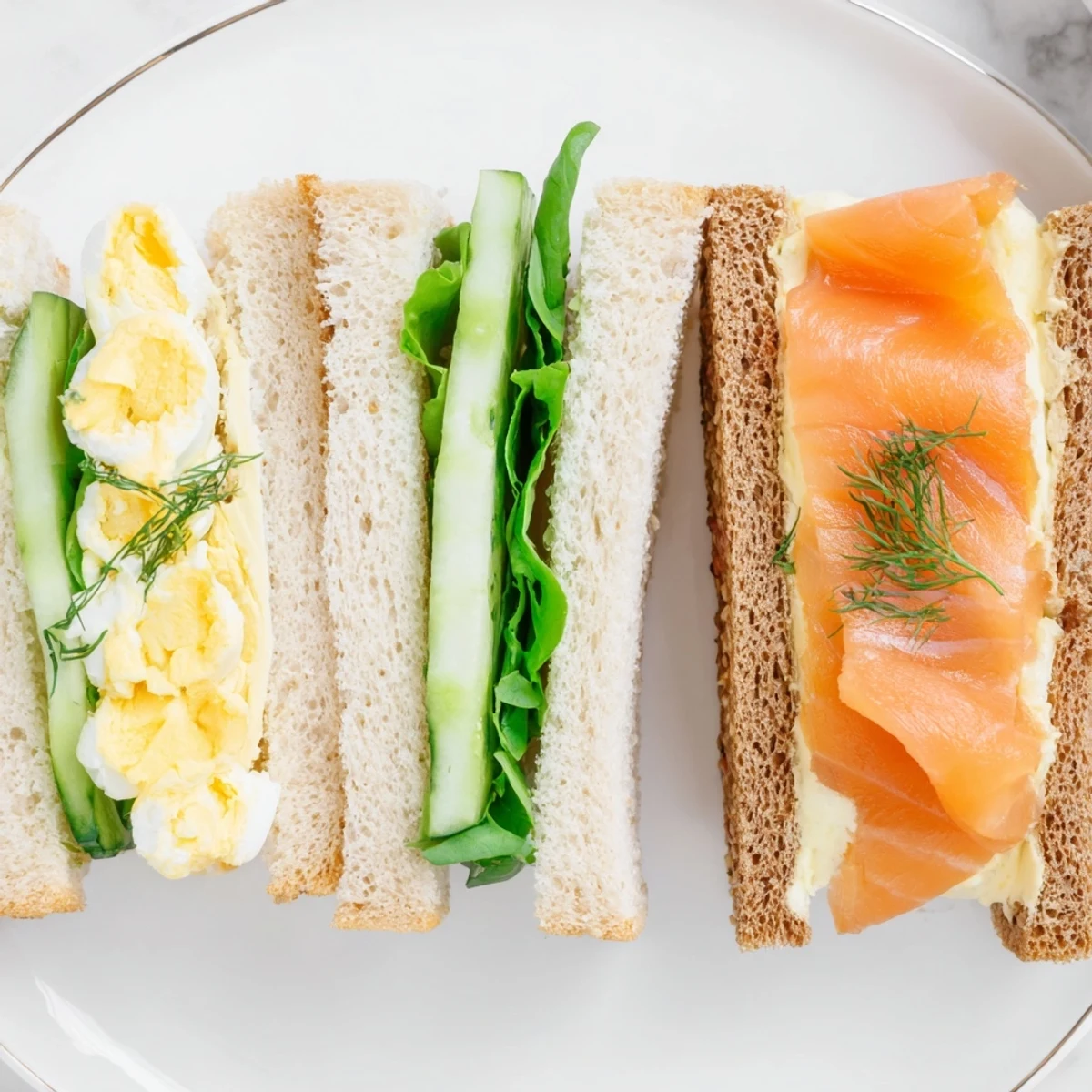 Close-up of freshly made Castle Feast Royal Tea Party Sandwiches, showing delicious fillings and textures.