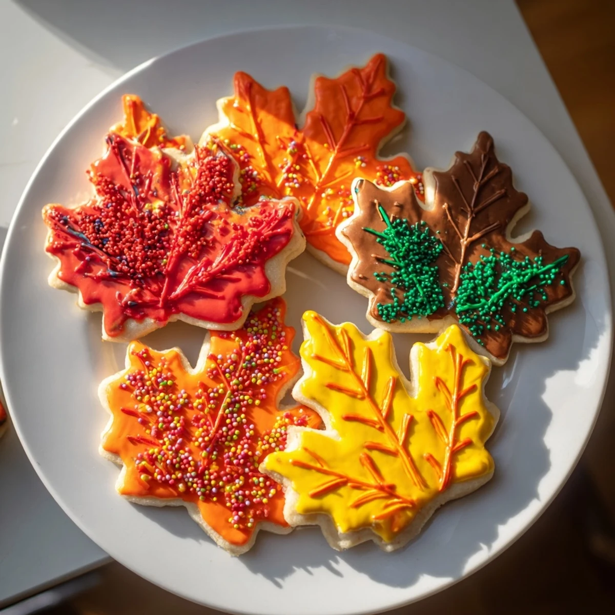 Golden baked Maple Leaf Cookies, arranged and decorated for sharing, offering delicious maple flavor.