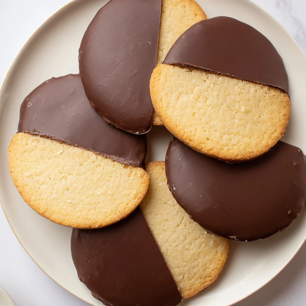 Vanilla wafers chocolate dip