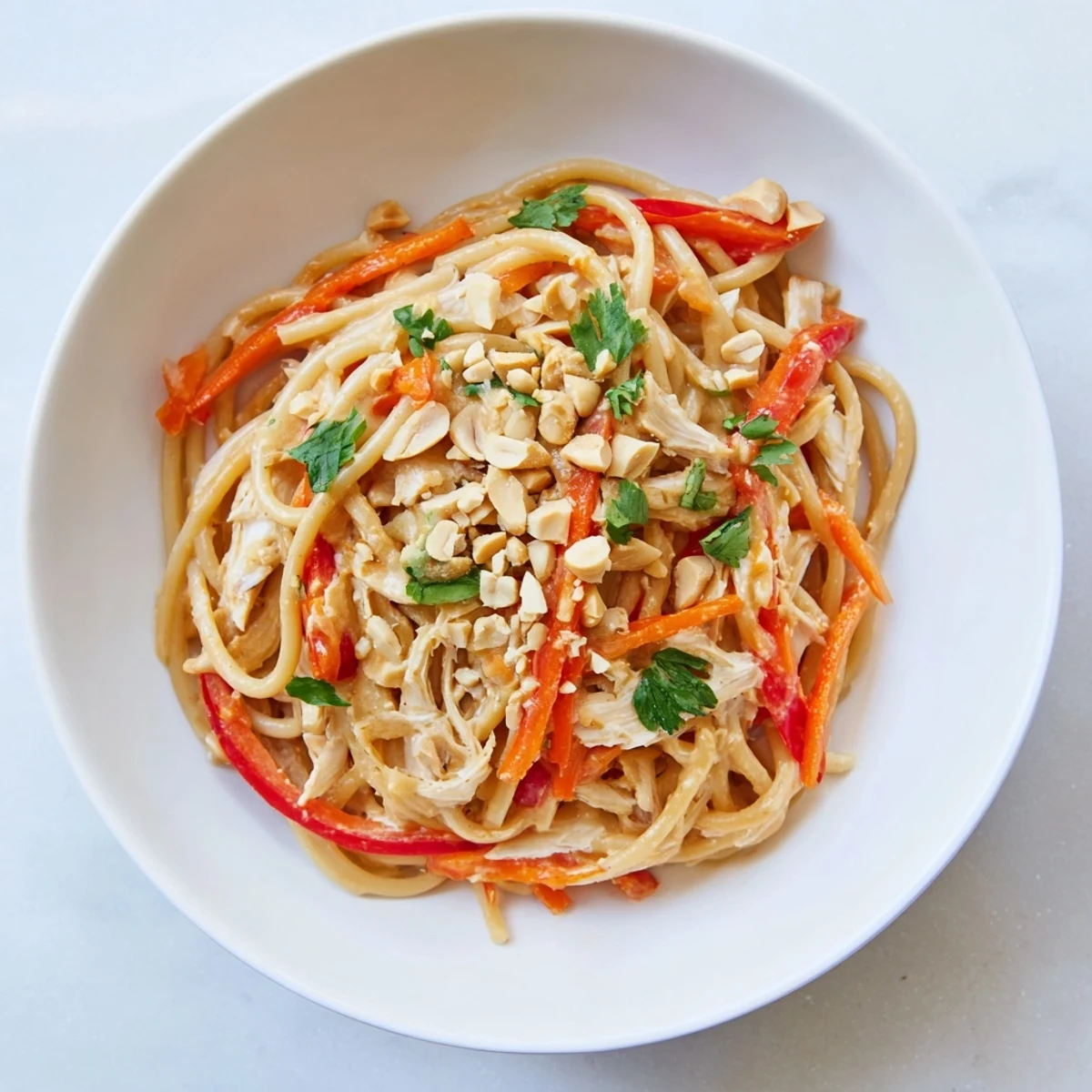 Thai-inspired peanut chicken pasta