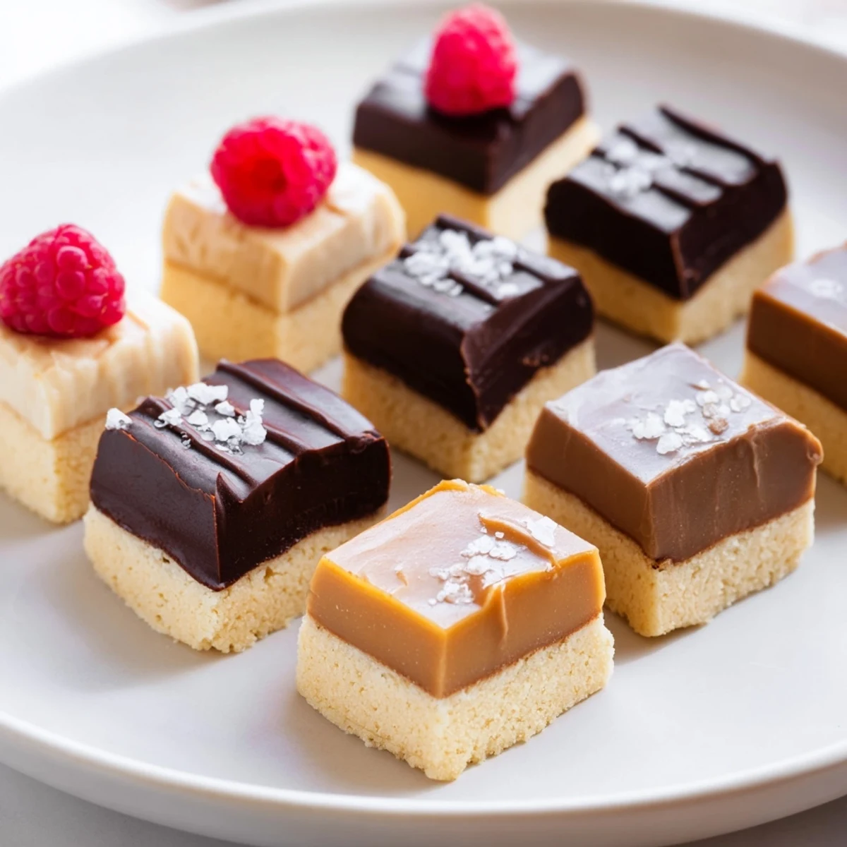 A checkerboard Terrace dessert with creamy, chocolate, and salty squares, beautifully arranged.