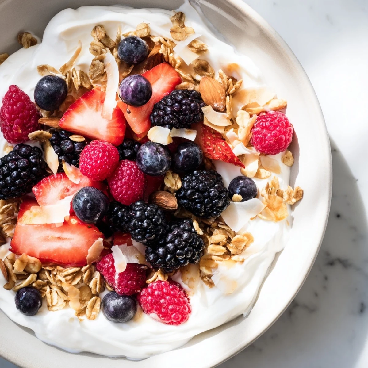 Vibrant pink and purple berry yogurt bark, a refreshing and easy frozen treat with crunchy toppings.
