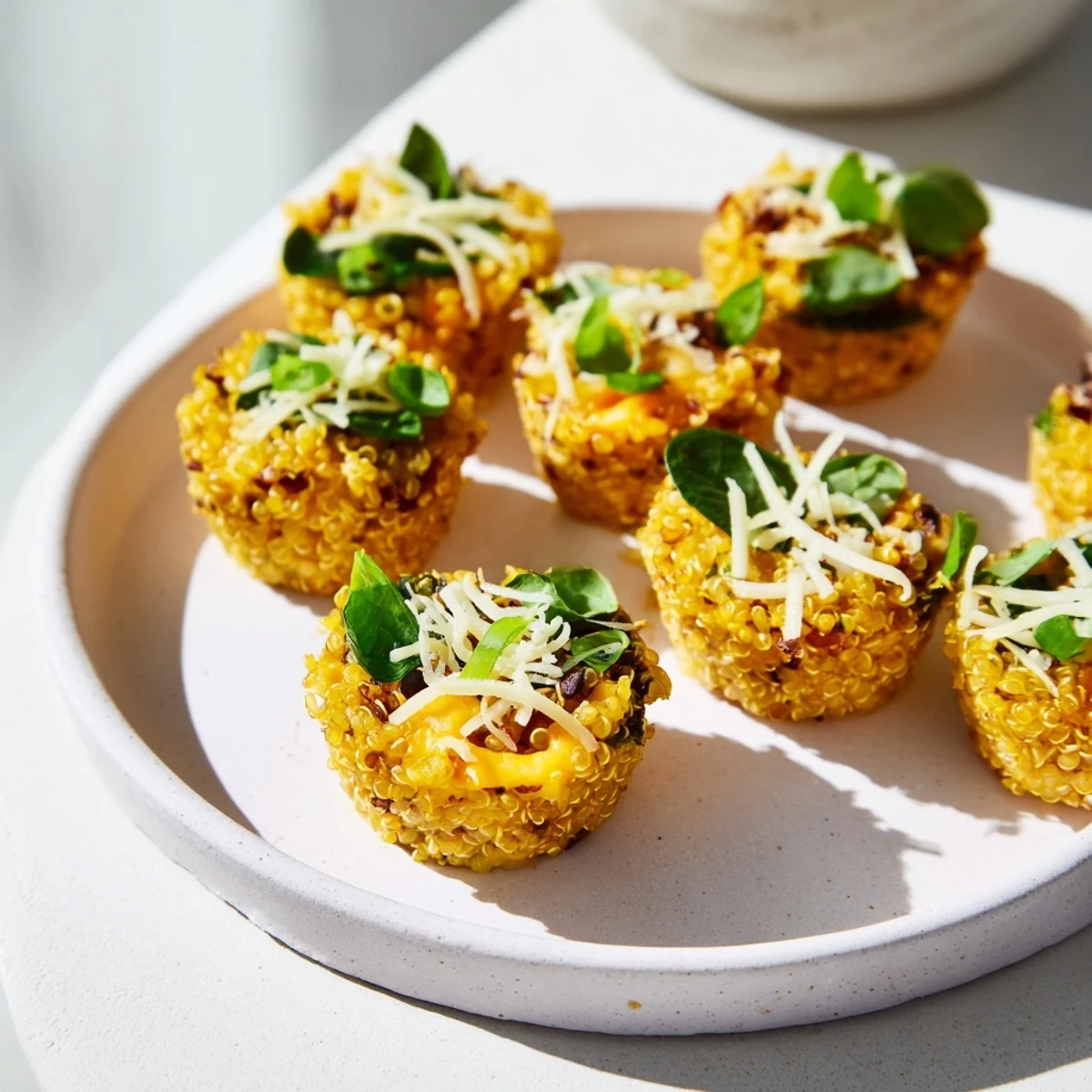 Savory Baked Cheddar Quinoa Bites, a perfect appetizer filled with vegetables and hearty quinoa.