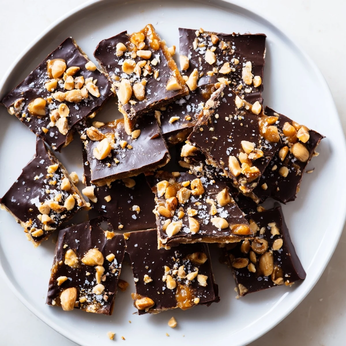 This Date Bark Snickers-Style features a beautiful chocolate coating and crunchy peanuts; a perfect dessert picture.