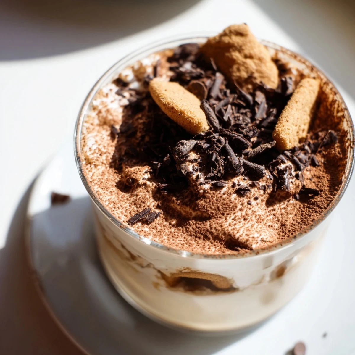 A creamy tiramisu latte, layered with espresso-soaked biscuits and dusted cocoa, ready to enjoy.