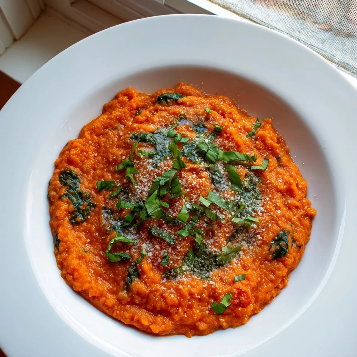 A bowl of Hidden Veggie Tomato Pasta Sauce, glistening, ready to top your favorite pasta.