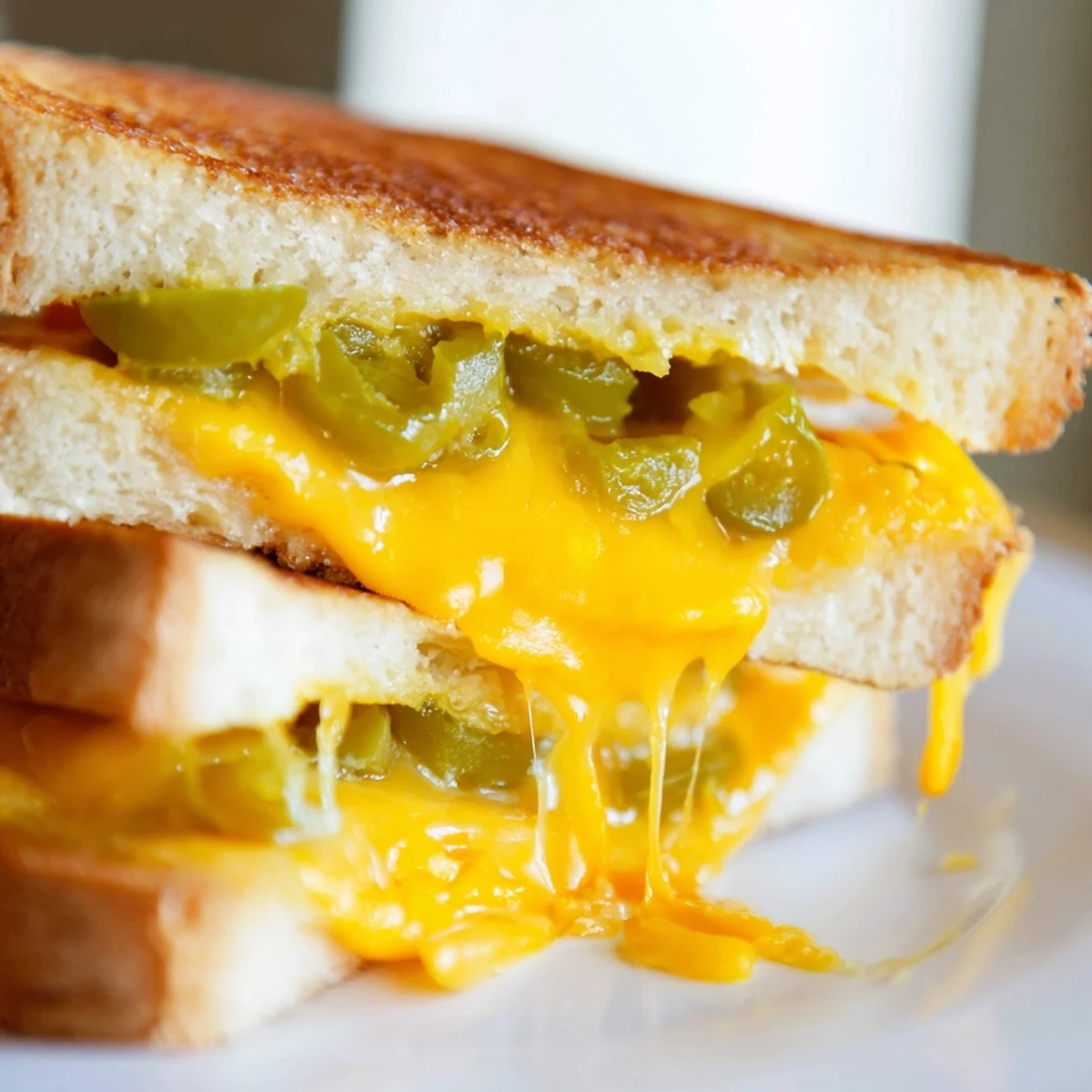 Golden, melted cheddar and jalapeño sizzle within this Cheddar Jalapeño Grilled Cheese sandwich.