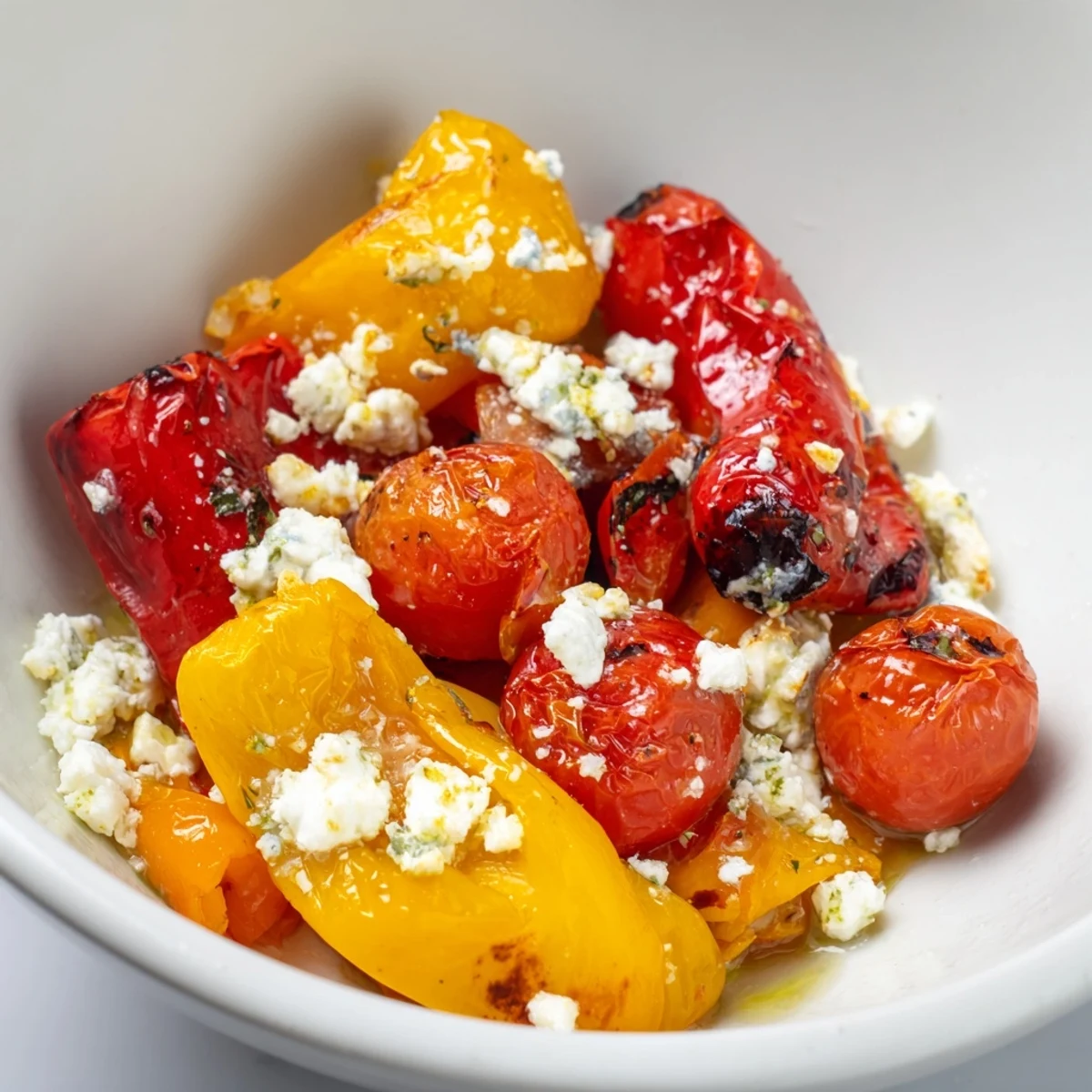 Hermosa ensalada griega asada al horno, con cítricos brillantes y un dressing de limón perfecto para verano.