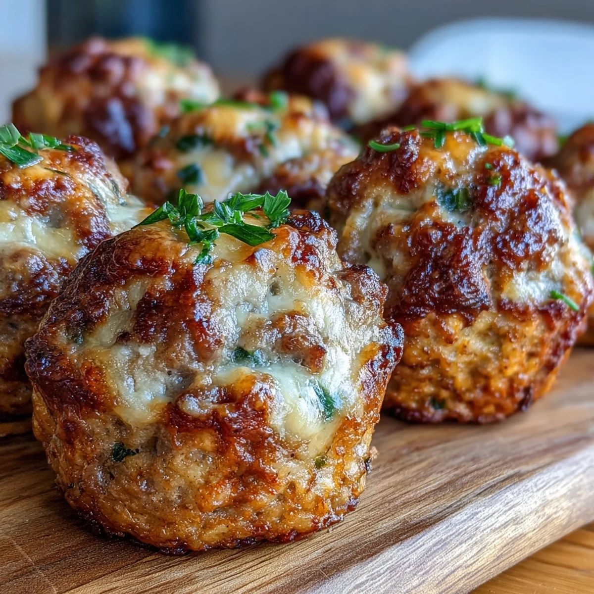 Un plato de Rotel Sausage Balls servido caliente con una textura dorada y crujiente, ideales para fiestas.