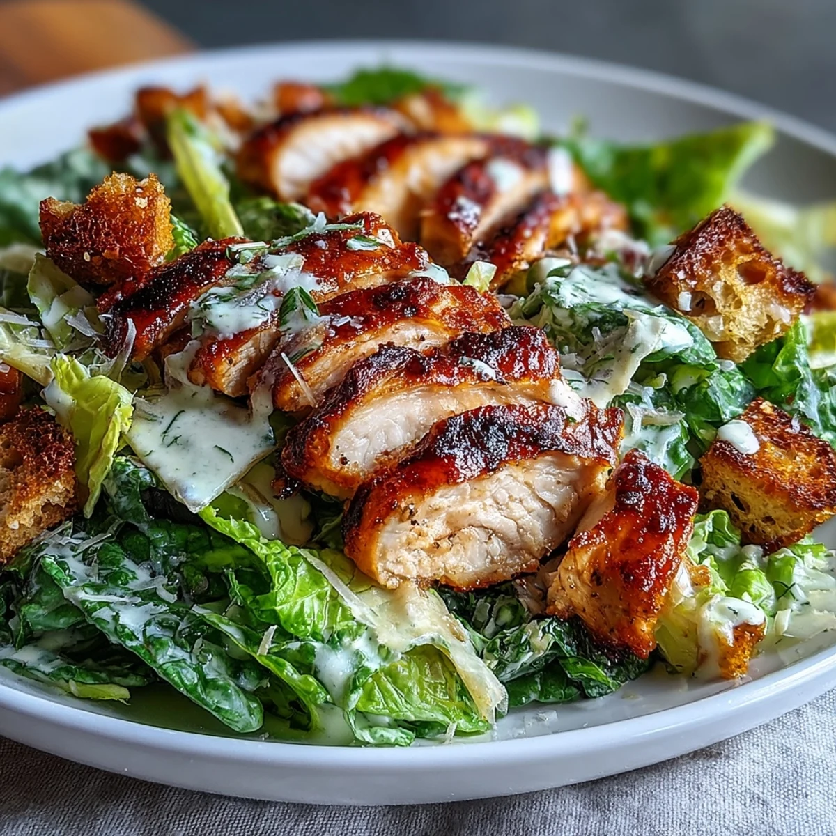 Bol de pollo César con pollo jugoso a la parrilla, lechuga crujiente y aderezo delicioso.