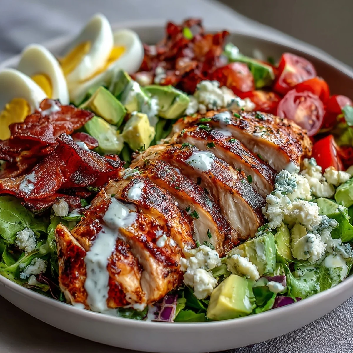 Disfruta de nuestro Cobb Salad Bowl: visualmente atractivo, con ingredientes frescos y sabrosos.