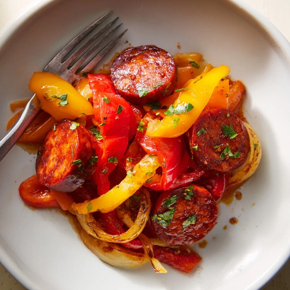 Rebelde de chorizo y soda tapas servido en un plato colorido y vibrante.