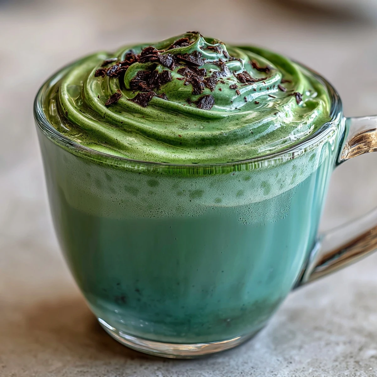 Black Sesame Matcha Latte served in white mugs with a delicate green and black marbled swirl and steam rising.
