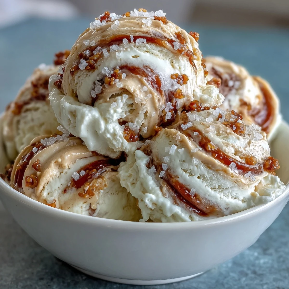 2. Silky tahini ice cream infused with nutty sesame flavor, topped with sweet, jammy dates and flaky sea salt for a gourmet treat.  