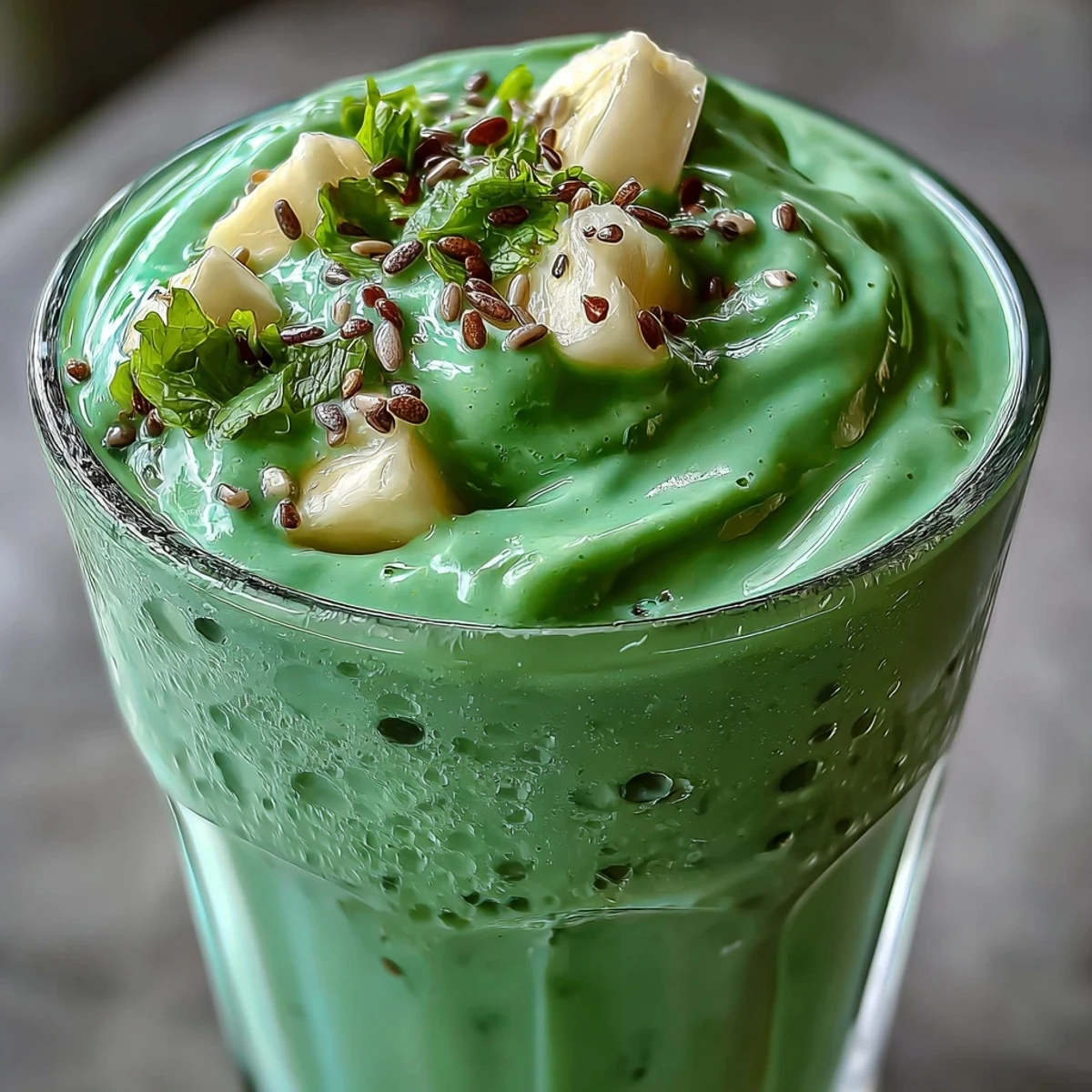 Batido verde vibrante con piña fresca y espinacas baby, suave y cremoso para disfrutar en cualquier momento.