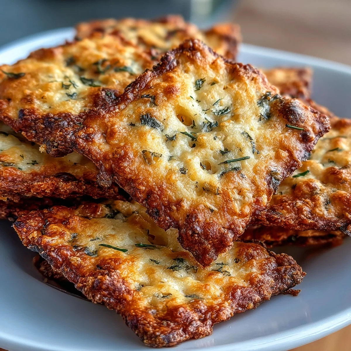 Galletas caseras de masa madre con sabor a rancho y queso, crujientes y doradas, perfectas para picar durante el partido.