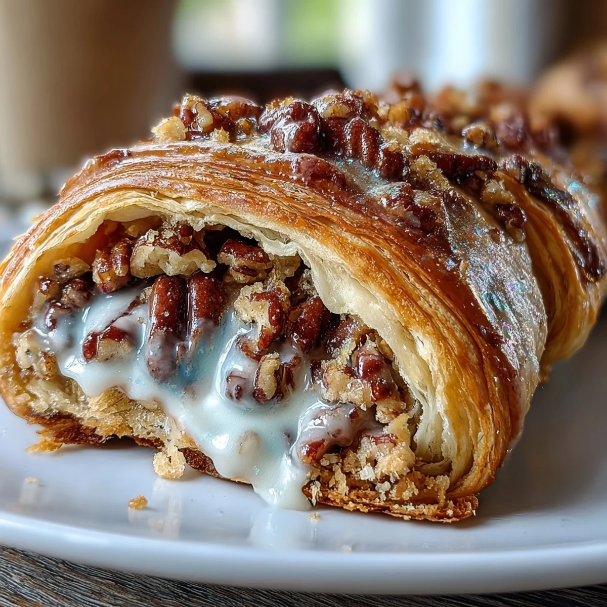 3. Buttery croissants bursting with sweet pecan cream, finished with vanilla icing and vibrant Mardi Gras sprinkles for a showstopping dessert or breakfast.