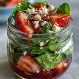 Fresas y espinaca en frascos