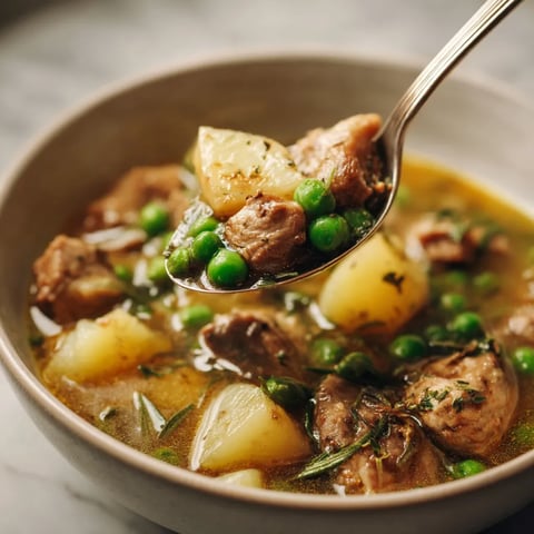 Una cacerola llena de carne de primavera y verduras.
