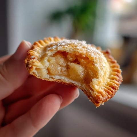 Una persona sostiene un pequeño pastel de manzana.