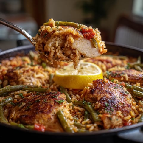 Chicken and green bean arroz al horno.