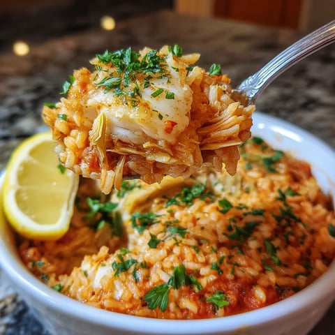 Rice bake con cod y artichoke.