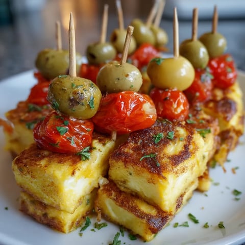 Mini Spanish Omelette Skewers.