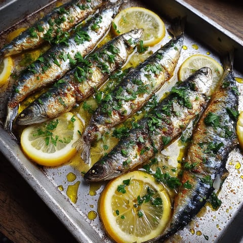 Sardinas al horno con limón y perejil.