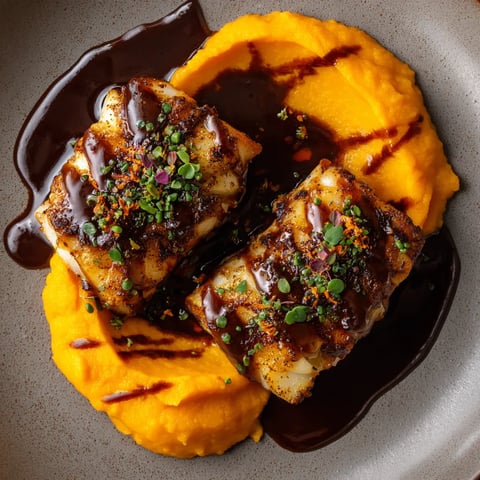 Bacalao con confit de chocolate oscuro.