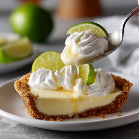 Una pie de limón con crema batida y limones.